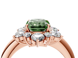 Rose gold Fancy Green Radiant  Diamond Cluster Halo Ring with Solitaire Band and Four-Prong Setting_24