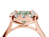 Rose gold Fancy Green Radiant  Diamond Cluster Halo Solitaire with Four-Prong Setting_81
