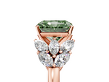 Rose gold Fancy Green Radiant  Diamond Cluster Leaf Design Ring with Prong Setting_58