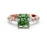 Rose gold Fancy Green Radiant  Diamond Cluster Prong-Set Solitaire Ring_40