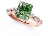 Rose gold Fancy Green Radiant  Diamond Cluster Prong-Set Solitaire Ring_41