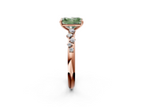 Rose gold Fancy Green Radiant  Diamond Cluster Prong-Set Solitaire Ring_42
