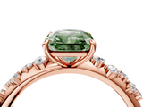 Rose gold Fancy Green Radiant  Diamond Cluster Prong-Set Solitaire Ring_44