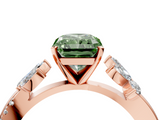 Rose gold Fancy Green Radiant  Diamond Floral Vine Solitaire Engagement Ring_7
