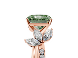 Rose gold Fancy Green Radiant  Diamond Floral Vine Solitaire Engagement Ring_8