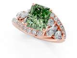 Rose gold Fancy Green Radiant  Diamond Halo Ring with Marquise and Pavé Band in Prong Setting_37