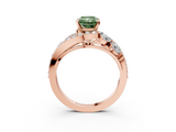 Rose gold Fancy Green Radiant  Diamond Halo Ring with Marquise and Pavé Band in Prong Setting_39