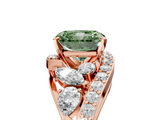 Rose gold Fancy Green Radiant  Diamond Halo Ring with Marquise and Pavé Band in Prong Setting_41
