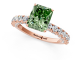 Rose gold Fancy Green Radiant  Diamond Pavé Band Solitaire Ring with Four-Prong Setting_46