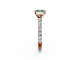 Rose gold Fancy Green Radiant  Diamond Pavé Band Solitaire Ring with Four-Prong Setting_47