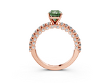 Rose gold Fancy Green Radiant  Diamond Pavé Band Solitaire Ring with Four-Prong Setting_48
