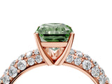 Rose gold Fancy Green Radiant  Diamond Pavé Band Solitaire Ring with Four-Prong Setting_52