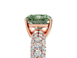 Rose gold Fancy Green Radiant  Diamond Pavé Band Solitaire Ring with Four-Prong Setting_53