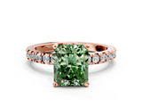 Rose gold Fancy Green Radiant  Diamond Pavé Band Solitaire with Four-Prong Setting_196