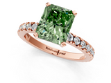 Rose gold Fancy Green Radiant  Diamond Pavé Band Solitaire with Four-Prong Setting_197
