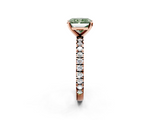 Rose gold Fancy Green Radiant  Diamond Pavé Band Solitaire with Four-Prong Setting_198