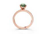 Rose gold Fancy Green Radiant  Diamond Pavé Band Solitaire with Four-Prong Setting_199