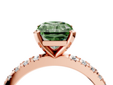 Rose gold Fancy Green Radiant  Diamond Pavé Band Solitaire with Four-Prong Setting_200