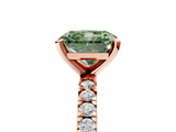 Rose gold Fancy Green Radiant  Diamond Pavé Band Solitaire with Four-Prong Setting_201