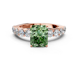Rose gold Fancy Green Radiant  Diamond Pavé Band Solitaire with Four-Prong Setting_3