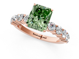 Rose gold Fancy Green Radiant  Diamond Pavé Band Solitaire with Four-Prong Setting_4