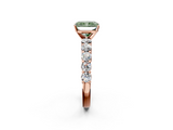 Rose gold Fancy Green Radiant  Diamond Pavé Band Solitaire with Four-Prong Setting_5