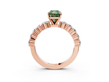 Rose gold Fancy Green Radiant  Diamond Pavé Band Solitaire with Four-Prong Setting_6