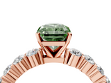 Rose gold Fancy Green Radiant  Diamond Pavé Band Solitaire with Four-Prong Setting_7