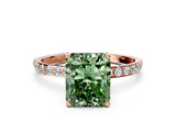 Rose gold Fancy Green Radiant  Diamond Pavé Band with Six-Prong Setting_27