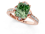 Rose gold Fancy Green Radiant  Diamond Pave Band with Floral Prong Setting_28