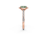 Rose gold Fancy Green Radiant  Diamond Pave Band with Floral Prong Setting_29