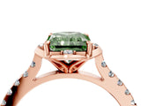 Rose gold Fancy Green Radiant  Diamond Pave Band with Floral Prong Setting_31