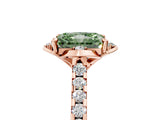 Rose gold Fancy Green Radiant  Diamond Pave Band with Floral Prong Setting_32