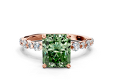 Rose gold Fancy Green Radiant  Diamond Prong Set Engagement Ring with Pave Band_187