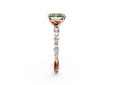 Rose gold Fancy Green Radiant  Diamond Prong Set Engagement Ring with Pave Band_189