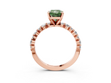 Rose gold Fancy Green Radiant  Diamond Prong Set Engagement Ring with Pave Band_190