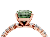 Rose gold Fancy Green Radiant  Diamond Prong Set Engagement Ring with Pave Band_191