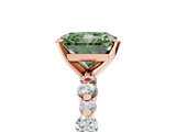 Rose gold Fancy Green Radiant  Diamond Prong Set Engagement Ring with Pave Band_192