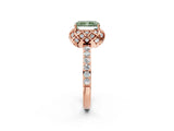 Rose gold Fancy Green Radiant  Diamond Solitaire Ring with Shared Prong Pavé Band_55