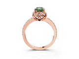 Rose gold Fancy Green Radiant  Diamond Solitaire Ring with Shared Prong Pavé Band_56