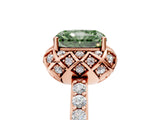 Rose gold Fancy Green Radiant  Diamond Solitaire Ring with Shared Prong Pavé Band_58