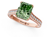 Rose gold Fancy Green Radiant  Diamond Solitaire with Pave Band and Six-Prong Setting_21