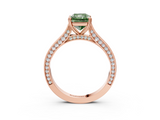 Rose gold Fancy Green Radiant  Diamond Solitaire with Pave Band and Six-Prong Setting_23