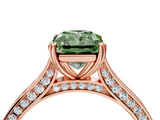 Rose gold Fancy Green Radiant  Diamond Solitaire with Pave Band and Six-Prong Setting_24