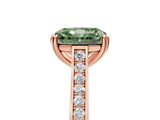 Rose gold Fancy Green Radiant  Diamond Solitaire with Pave Band and Six-Prong Setting_25