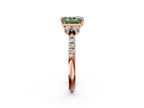 Rose gold Fancy Green Radiant  Diamond Three-Stone Pave Band with Four-Prong Setting_22