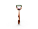 Rose gold Fancy Green Radiant  Diamond Three-Stone Ring with Trapezoid Side Stones and Prong Setting_19