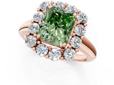 Rose gold Fancy Green Radiant  Halo Cluster Diamond Engagement Ring with Prong Setting and Polished Band_21