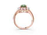 Rose gold Fancy Green Radiant  Halo Cluster Diamond Engagement Ring with Prong Setting and Polished Band_23