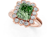 Rose gold Fancy Green Radiant  Halo Cluster Diamond Engagement Ring with Solitaire Band and Prong Setting_50